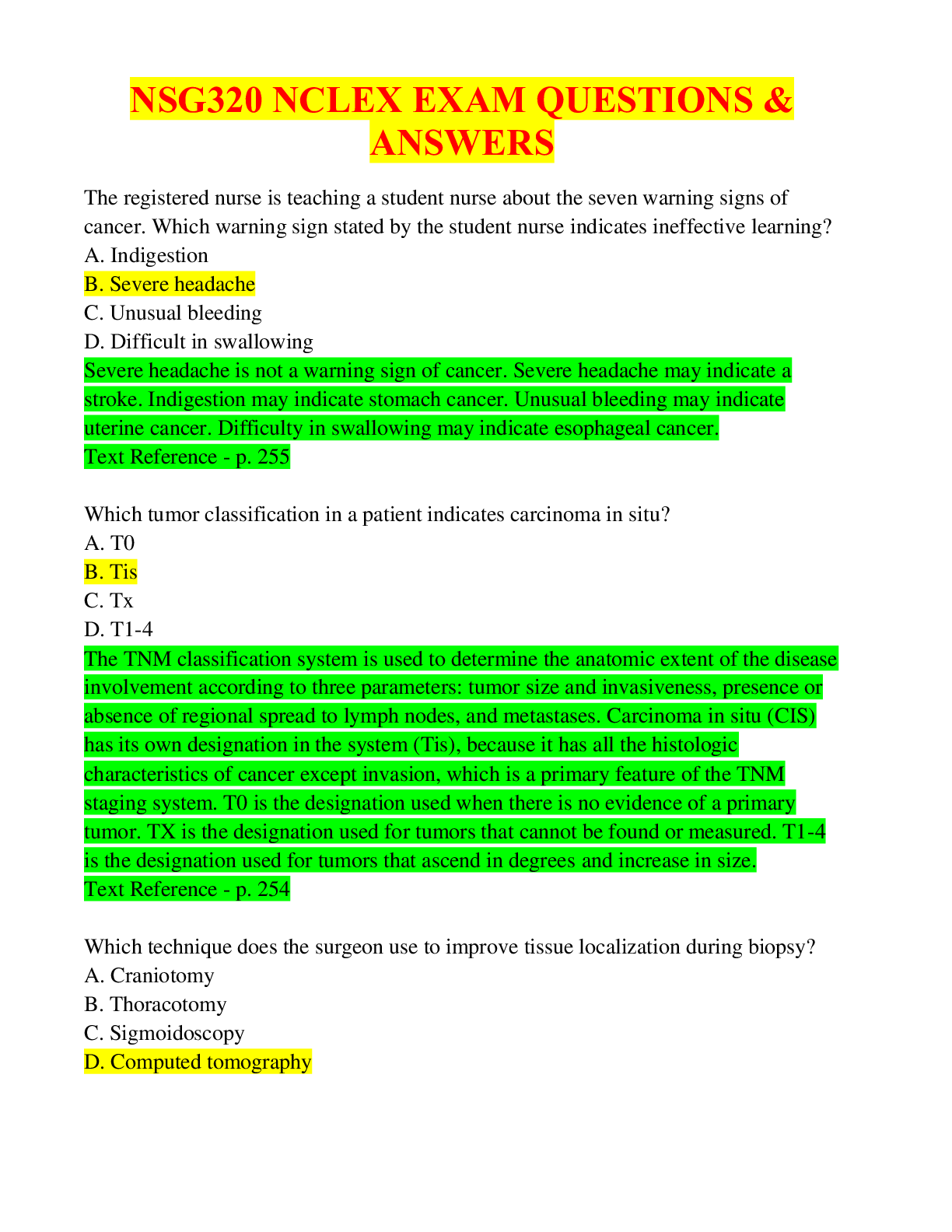 Preview image for NSG320 NCLEX EXAM QUESTIONS & ANSWERS, Deeply Explained (Includes test-taking tips)